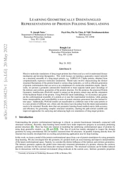 Learning Geometrically Disentangled Representations of Protein Folding
  Simulations