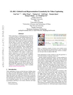 GL-RG: Global-Local Representation Granularity for Video Captioning
