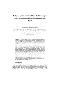 Do Deep Learning Models and News Headlines Outperform Conventional
  Prediction Techniques on Forex Data?