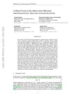 A Deep Conjugate Direction Method for Iteratively Solving Linear Systems