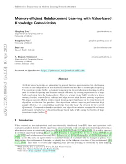 Memory-efficient Reinforcement Learning with Value-based Knowledge
  Consolidation