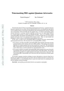 Watermarking PRFs against Quantum Adversaries