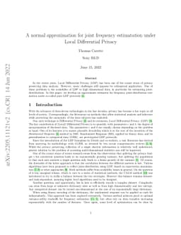 A normal approximation for joint frequency estimatation under Local
  Differential Privacy