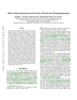 OPQ: Compressing Deep Neural Networks with One-shot Pruning-Quantization