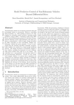 Model Predictive Control of Non-Holonomic Vehicles: Beyond
  Differential-Drive