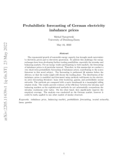Probabilistic forecasting of German electricity imbalance prices