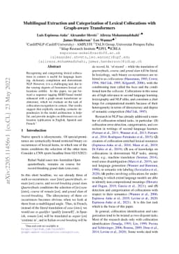 Multilingual Extraction and Categorization of Lexical Collocations with
  Graph-aware Transformers