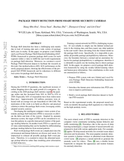 Package Theft Detection from Smart Home Security Cameras