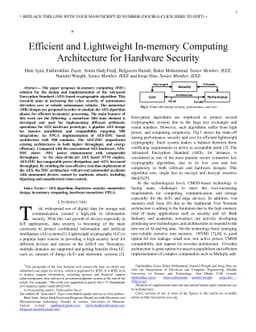 Efficient and Lightweight In-memory Computing Architecture for Hardware
  Security