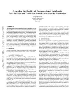 Assessing the Quality of Computational Notebooks for a Frictionless
  Transition from Exploration to Production