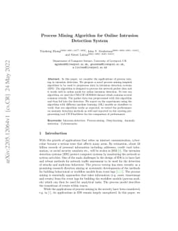 Process Mining Algorithm for Online Intrusion Detection System