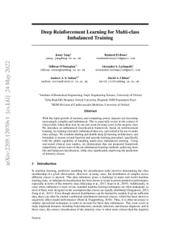 Deep Reinforcement Learning for Multi-class Imbalanced Training