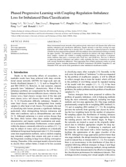 Phased Progressive Learning with Coupling-Regulation-Imbalance Loss for
  Imbalanced Data Classification