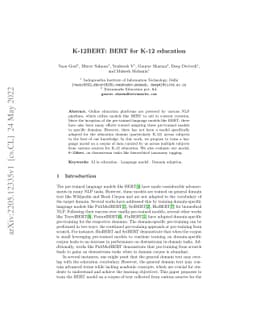 K-12BERT: BERT for K-12 education