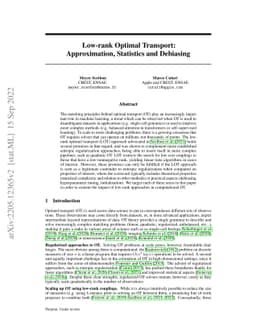 Low-rank Optimal Transport: Approximation, Statistics and Debiasing