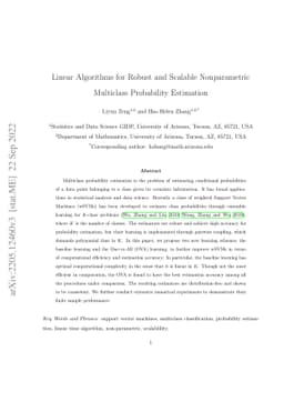 Linear Algorithms for Robust and Scalable Nonparametric Multiclass
  Probability Estimation