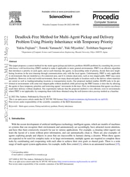 Deadlock-Free Method for Multi-Agent Pickup and Delivery Problem Using
  Priority Inheritance with Temporary Priority