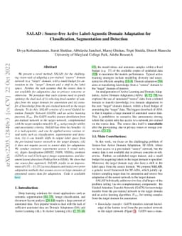 SALAD: Source-free Active Label-Agnostic Domain Adaptation for
  Classification, Segmentation and Detection