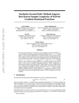 Stochastic Second-Order Methods Improve Best-Known Sample Complexity of
  SGD for Gradient-Dominated Function