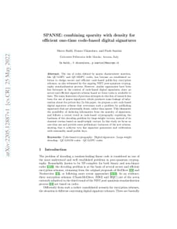 SPANSE: combining sparsity with density for efficient one-time
  code-based digital signatures