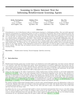 Learning to Query Internet Text for Informing Reinforcement Learning
  Agents