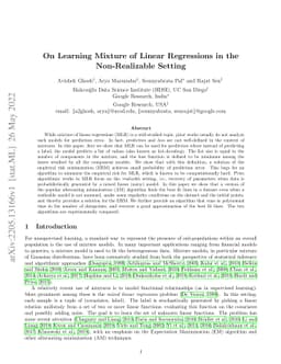 On Learning Mixture of Linear Regressions in the Non-Realizable Setting