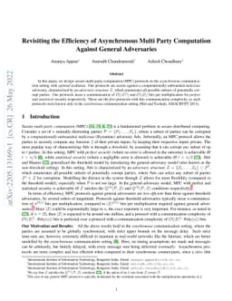 Revisiting the Efficiency of Asynchronous Multi Party Computation
  Against General Adversaries