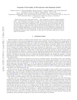 Gaussian Universality of Perceptrons with Random Labels