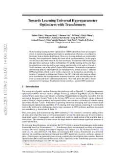 Towards Learning Universal Hyperparameter Optimizers with Transformers