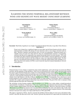 Learning the spatio-temporal relationship between wind and significant
  wave height using deep learning
