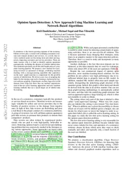 Opinion Spam Detection: A New Approach Using Machine Learning and
  Network-Based Algorithms
