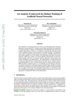 An Analytic Framework for Robust Training of Artificial Neural Networks