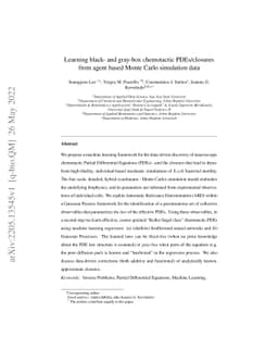 Learning black- and gray-box chemotactic PDEs/closures from agent based
  Monte Carlo simulation data