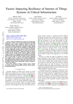 Factors Impacting Resilience of Internet of Things Systems in Critical
  Infrastructure