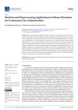 Machine and Deep Learning Applications to Mouse Dynamics for Continuous
  User Authentication