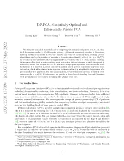 DP-PCA: Statistically Optimal and Differentially Private PCA