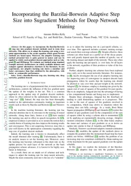 Incorporating the Barzilai-Borwein Adaptive Step Size into Sugradient
  Methods for Deep Network Training