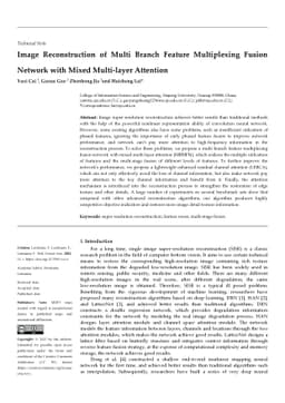 Image Reconstruction of Multi Branch Feature Multiplexing Fusion Network
  with Mixed Multi-layer Attention