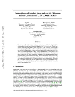 Generating multivariate time series with COmmon Source CoordInated GAN
  (COSCI-GAN)