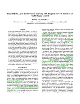 Feudal Multi-Agent Reinforcement Learning with Adaptive Network
  Partition for Traffic Signal Control