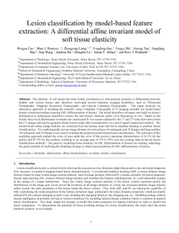 Lesion classification by model-based feature extraction: A differential
  affine invariant model of soft tissue elasticity