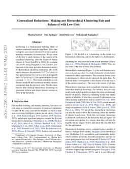 Generalized Reductions: Making any Hierarchical Clustering Fair and
  Balanced with Low Cost