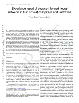 Experience report of physics-informed neural networks in fluid
  simulations: pitfalls and frustration