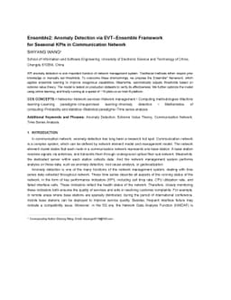 Ensemble2: Anomaly Detection via EVT-Ensemble Framework for Seasonal
  KPIs in Communication Network