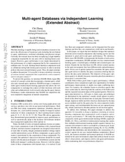 Multi-agent Databases via Independent Learning
