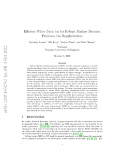 Efficient Policy Iteration for Robust Markov Decision Processes via
  Regularization