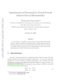 Approximation of Functionals by Neural Network without Curse of
  Dimensionality