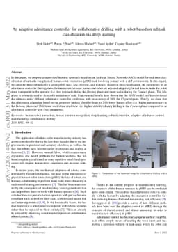 An adaptive admittance controller for collaborative drilling with a
  robot based on subtask classification via deep learning