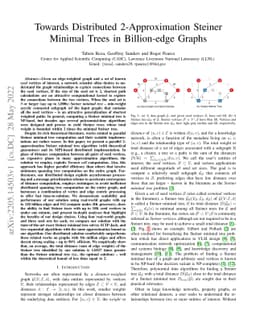 Towards Distributed 2-Approximation Steiner Minimal Trees in
  Billion-edge Graphs