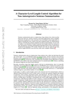 A Character-Level Length-Control Algorithm for Non-Autoregressive
  Sentence Summarization